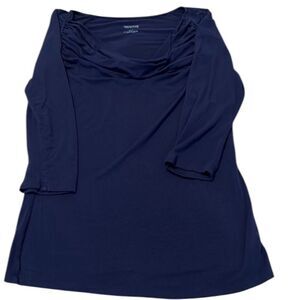 Workshop size medium super cute 3/4 sleeve draped gathered neckline knit top GUC